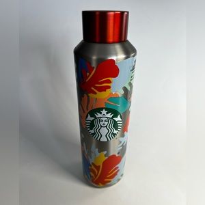 Starbucks Tropical Colorful Leaf Water Bottle Stainless Steel 20 Oz. 2020. New!